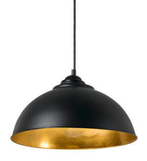 Newport 34cm 1 Light Pendant Black/ Gold Leaf