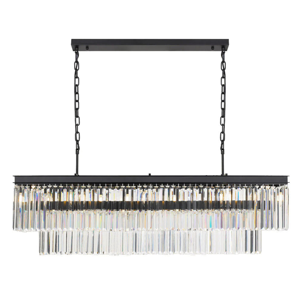 Serene 13 Light Long Pendant Antique Black /Crystal