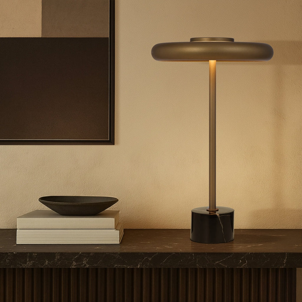 SISBY | Black Marble and Antique Brass Table Lamp