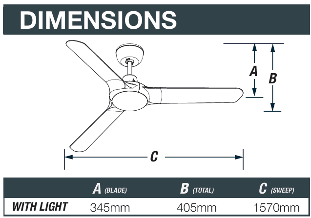 Spyda 62' Titanium Fan and Light LED Tri Colour 3 Blade Indoor/Outdoor/Coastal