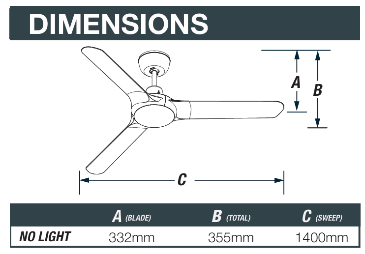 Spyda 56' Walnut Fan Only 3 Blade Indoor/Outdoor/Coastal