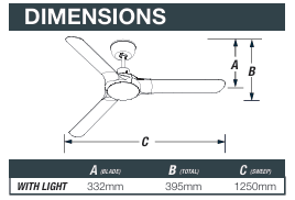 Spyda 50' Teak Fan and Light LED 3 Blade Indoor/Outdoor/Coastal