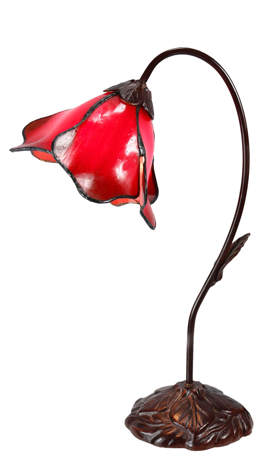 TIFFANY RED SINGLE LOTUS TABLE LAMP