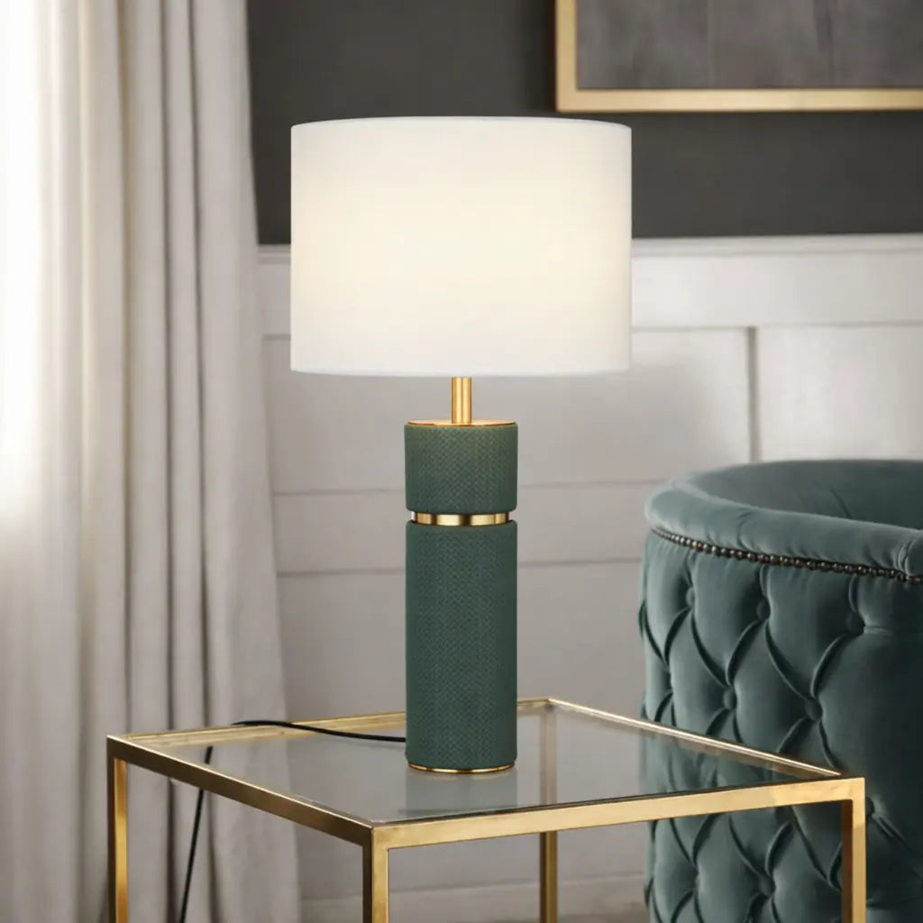 VALDA | Green and Linen Table Lamp