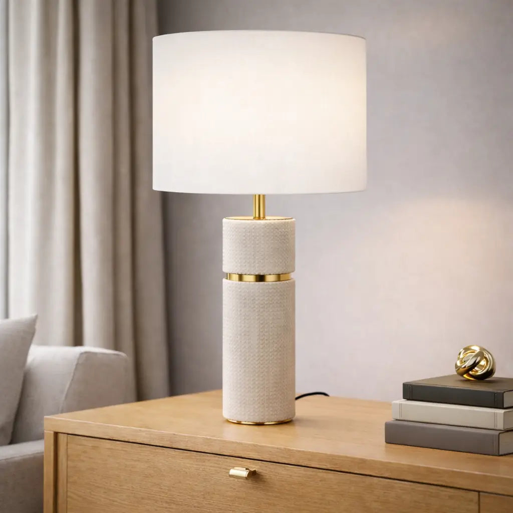 VALDA | Taupe and Linen Table Lamp