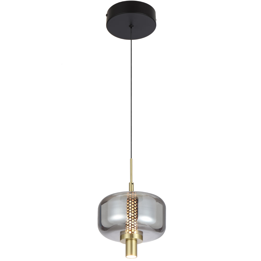 VOLEN 1 LT PDT 8W LED 3000K DIM BLK MATT/GOLD/SMOKE