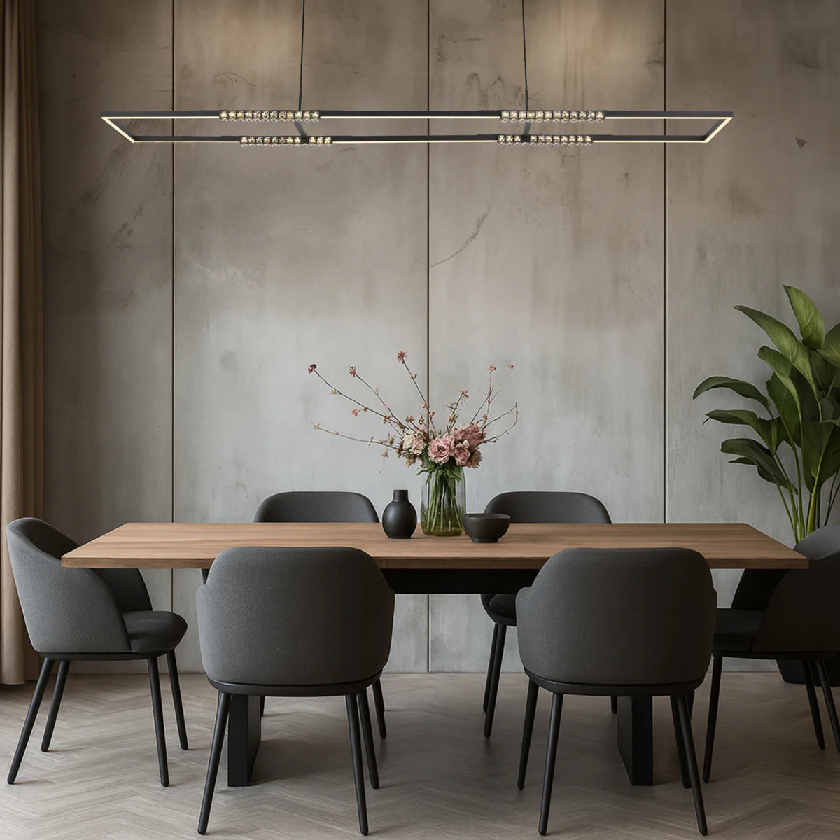 ZAFRA | Crystal & Black LED Pendant