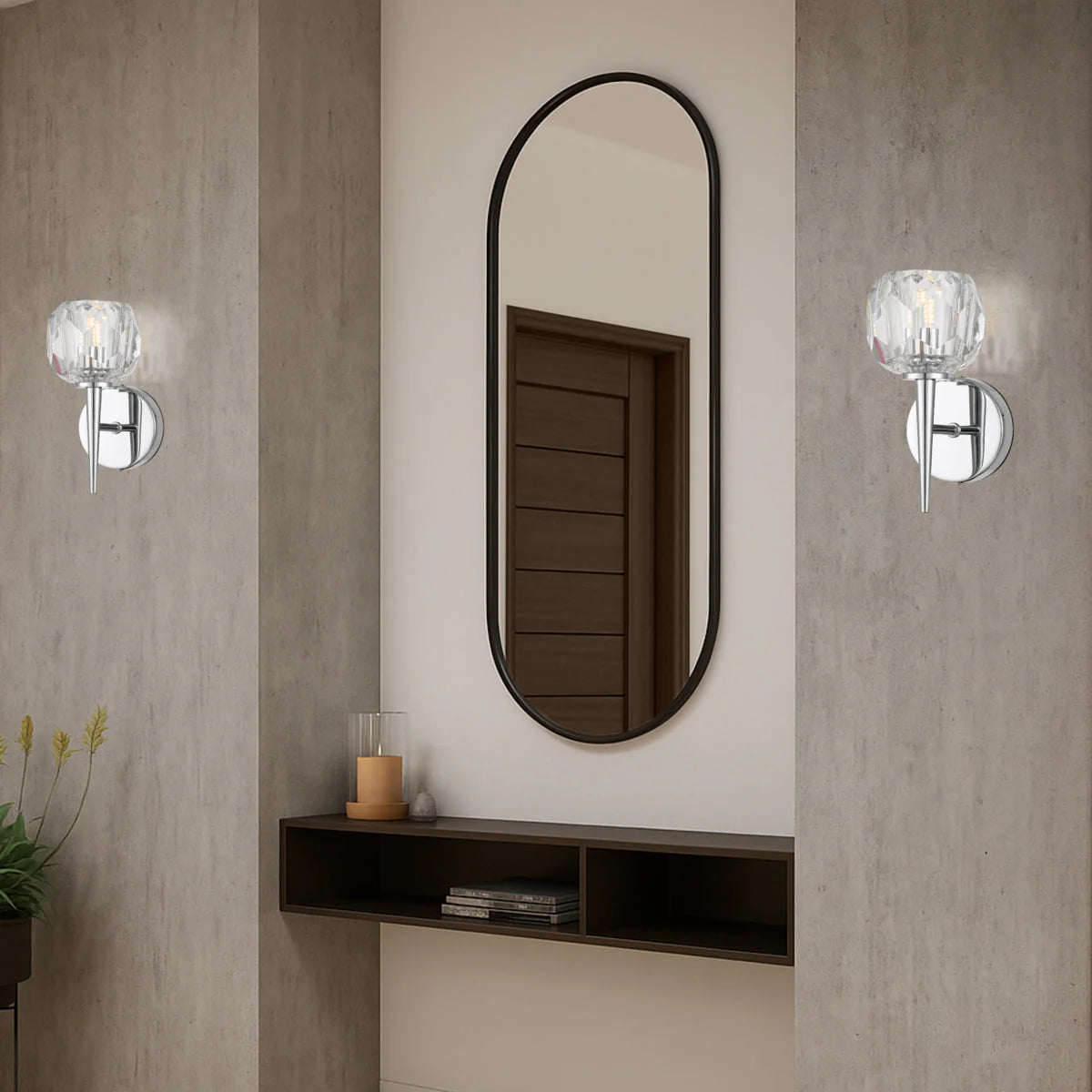 Zaha 1Light Wall Bracket Chrome/Crystal J91