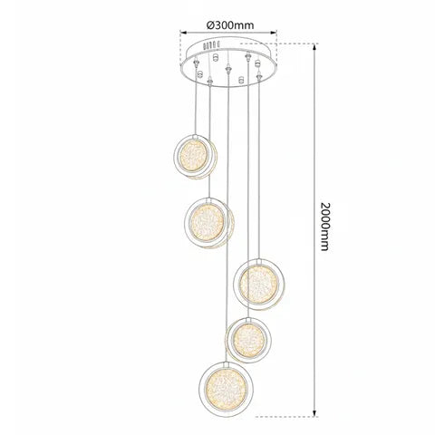 YOYO | Gold LED Pendant with 5 Lights