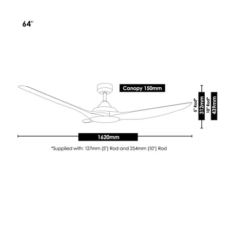 RAVEN RWS 64" CEILING FAN only - WHITE