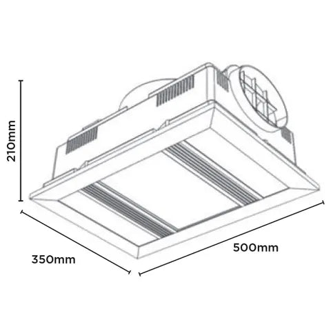 Apex 3in1 Bathroom Heater, Light and Exhaust - White