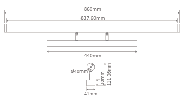 Mirror 15w LED Vanity wall Light Black Tri Colour 860mm