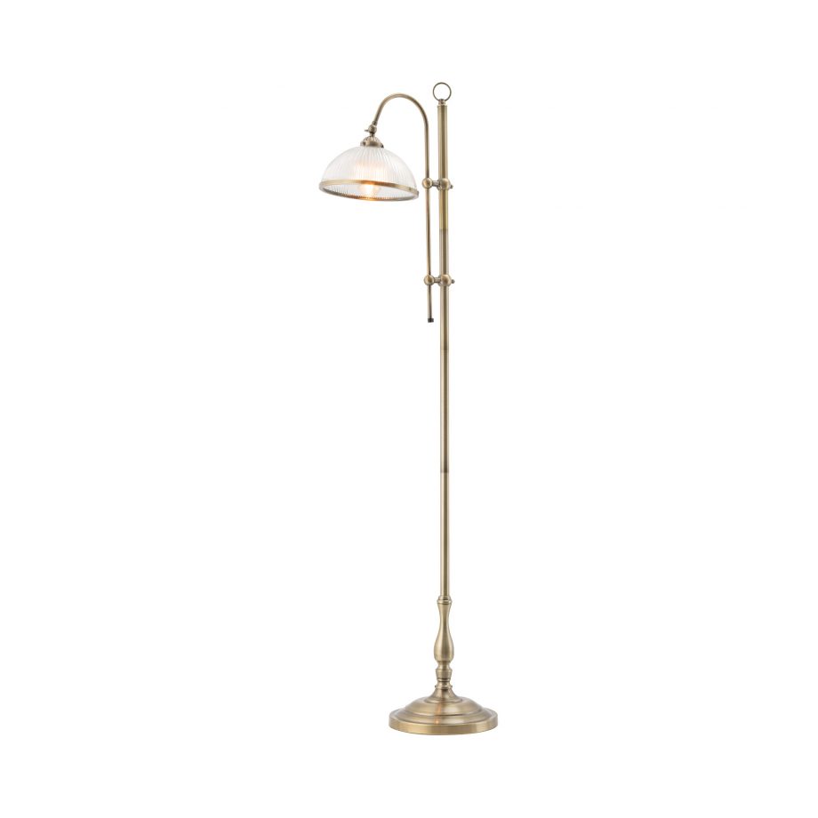 Marina Floor Lamp Antique Brass/ Ribbed Glass