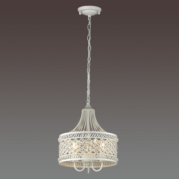 White and Crystal 3 Light Pendant I80