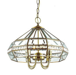 4 light antique brass pendant