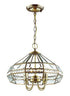 4 Light Large Antique Brass/Clear Etched Glass Pendant I84