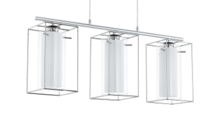 Loncino 1 Chrome/Clear/Opal Glass 3 Light Pendant