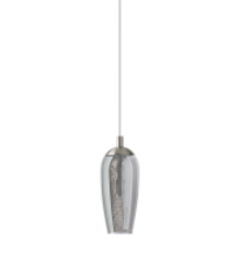 Farsala Satin Nickel/Smoke Glass 1 Light Pendant - 1m Suspension G9 Included