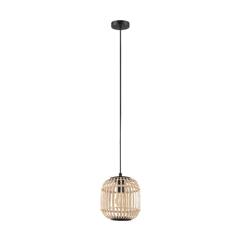 Bordesley Small Natural Wood/Black 1 Light Pendant