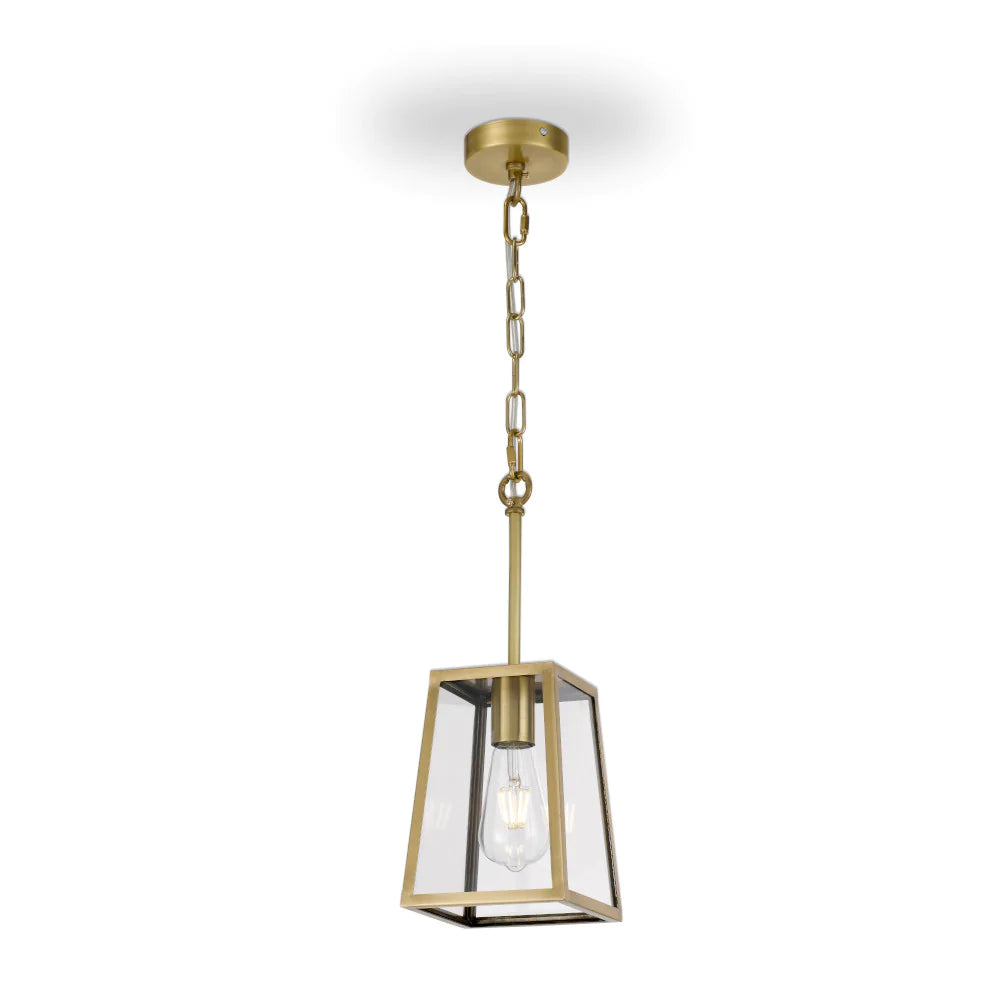 Cantena 1 Light Pendant Small Antique Brass/Clear