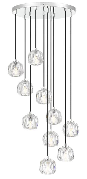 Zaha 10 Light Pendant Chrome/Crystal