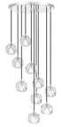 Zaha 10 Light Pendant Chrome/Crystal