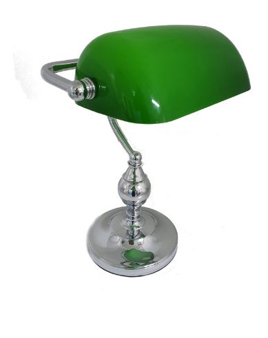Bankers Desk Lamp Chrome/Green