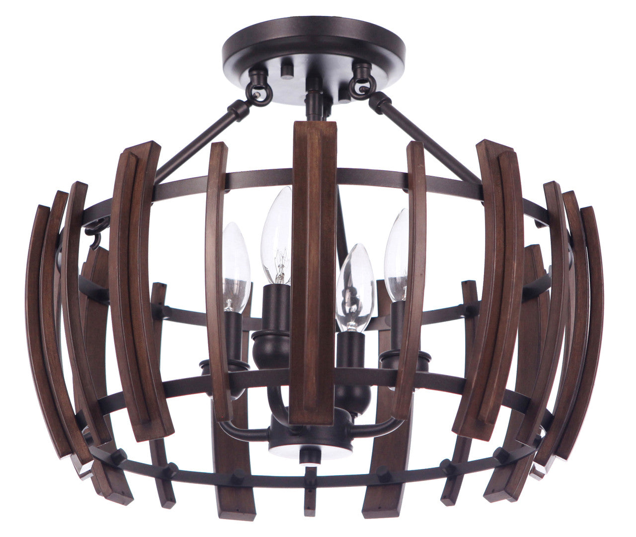 Lakewood 4 Light Semiflush Matt Black/Painted Wood