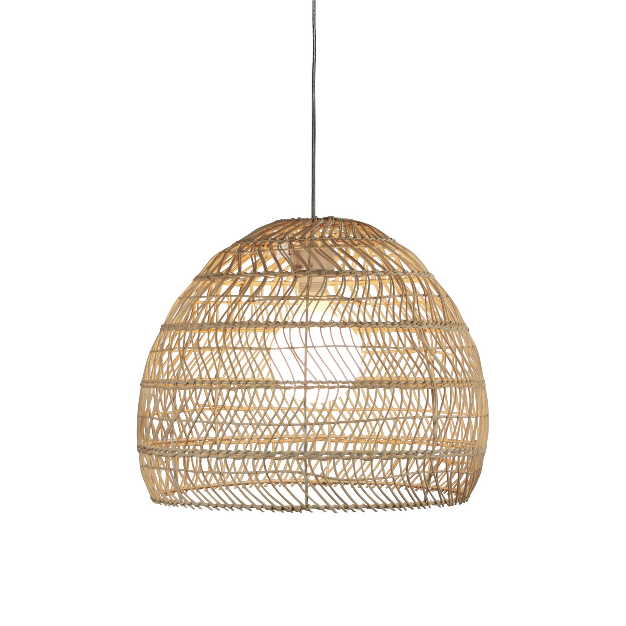 Mette 47 Natural Rattan Shade Large W/Parti White Suspension - H67
