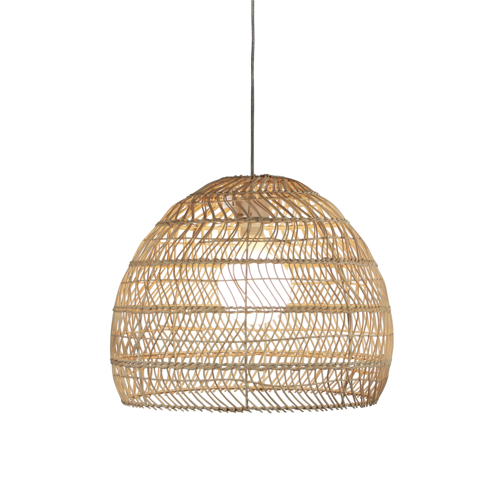 Mette 47 Natural Rattan Shade Large W/Parti White Suspension