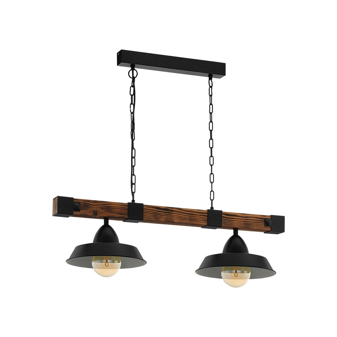 Oldbury Black/Timber 2 Light Bar Pendant 860mm