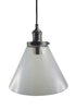 Large Cone 1 Light Aged Nickel/Clear Glass Pendant