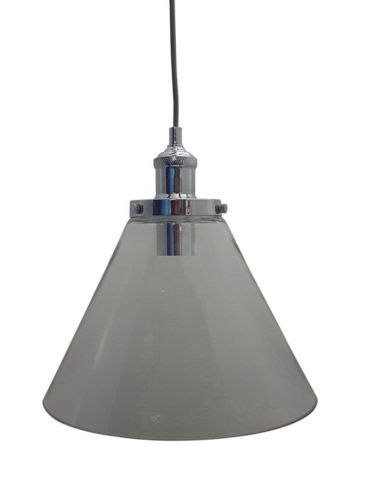 Large Cone 1 Light Black/Glass Pendant