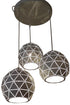 White Metal/Timber 3 Light Pendant w Round Plate - C19