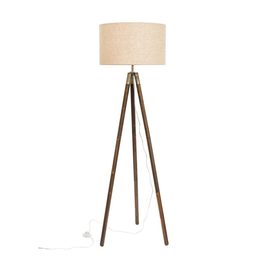 Prince Floor Lamp timber/ Natural Shade