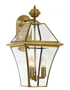 Rye Exterior Wall Light Large 3 Light Antique Brass/ Clear IP44