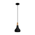 Sabinar Small Black/Wood 1 Light Pendant - 2m Suspension
