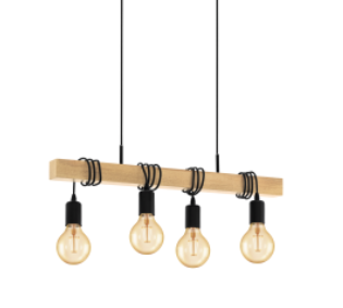 TOWNSHEND PENDANT LIGHT BLACK and TIMBER
